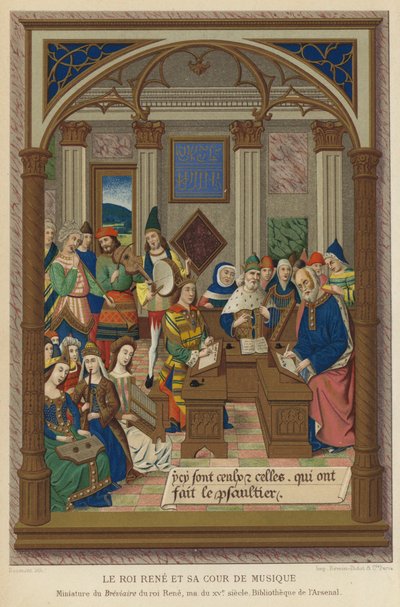 Król Rene i jego Dwór Muzyki (chromolitho) autorstwa French School