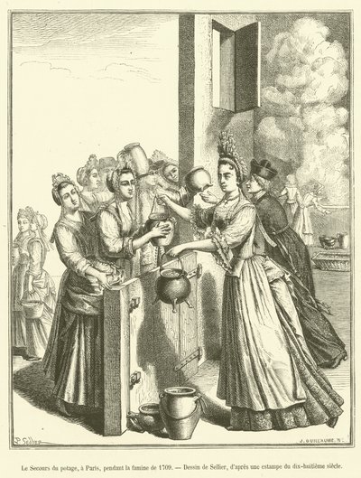 Pomoc zupy, w Paryżu, podczas głodu 1709 autorstwa French School