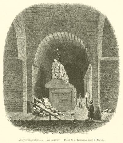 Serapeum z Memphis, widok wnętrza (rycina) autorstwa French School