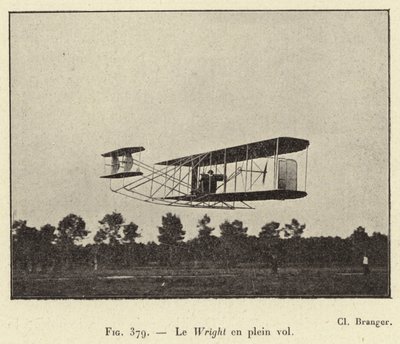 Le Wright en plein vol (Grawerowanie) autorstwa French School