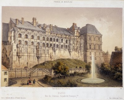 Zamek w Blois - litografia autorstwa French School