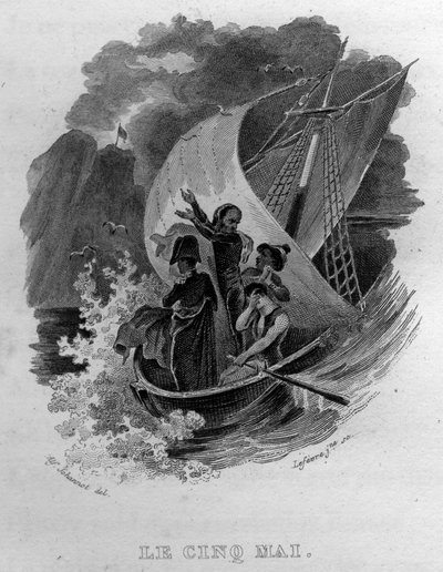 Piąty maja Chanson de Beranger w „”Oeuvres completes”” (1834) Pierre’a Jeana de Berangera (1780-1857), francuskiego poety i autora piosenek. autorstwa French School