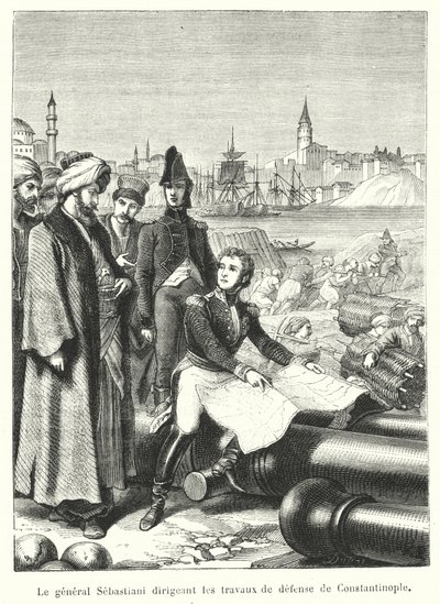 Generał Sebastiani kierujący pracami obronnymi Konstantynopola (grafika) autorstwa French School