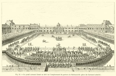 W 1662 roku wielka karuzela góruje nad lokalizacją parteru Mademoiselle, obecnego Place du Carrousel autorstwa French School