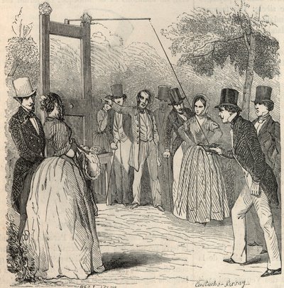 Gra w gołębie w ogrodzie Mabille w Paryżu w XIX wieku - Grawerowanie w „Tableau-de-Paris” Edmonda Texiera 1852 autorstwa French School