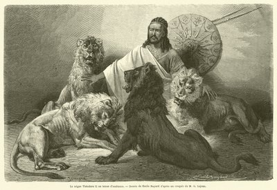 Negus Theodore II w stroju dworskim (rycina) autorstwa French School