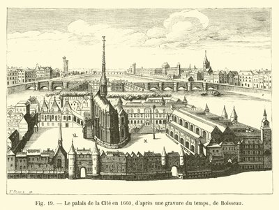 Pałac miejski w 1660 r., z ryciny z tamtych czasów, autorstwa Boisseau autorstwa French School