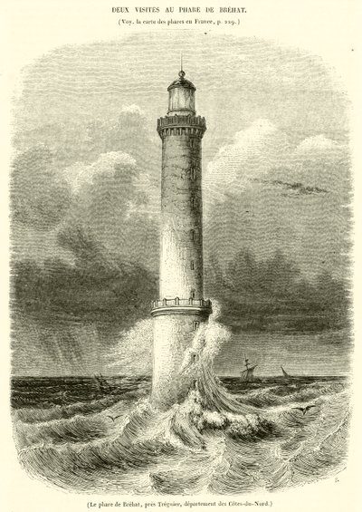 Latarnia morska Brehat, niedaleko Treguier, departament Côtes-du-Nord (rycina) autorstwa French School