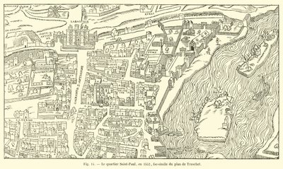 Dzielnica Saint-Paul, 1552, faksymile planu Truscheta autorstwa French School