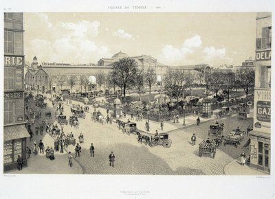 Le square du temple en 1881 - w „Paryżu przez wieki: le temple et la rue Royale”, koniec XIX wieku autorstwa French School
