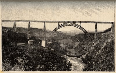 Wiadukt Garabit - Cantal - Auvergne-Rhône-Alpes - grawerowanie w „” PATRIE” - PACUREQUIREQUE OPIS FRANCJI W 6 TOMACH WG LUCIENA HUARDA - koniec XIX wieku autorstwa French School