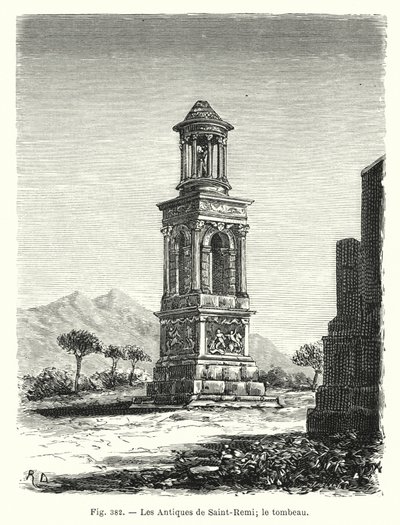 Antyki Saint-Remi; grób (rycina) autorstwa French School