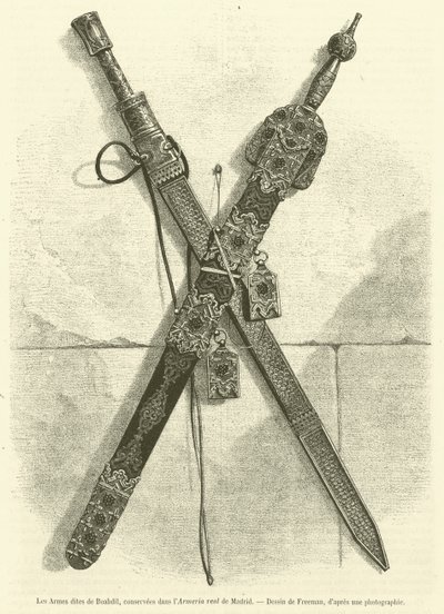 Tak zwane Boabdil Arms, zachowane w Real Armoury w Madrycie (rycina) autorstwa French School