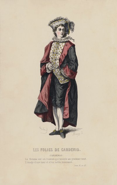 Les Folies De Cardenio, Cardenio (kolorowy grawerunek) autorstwa French School