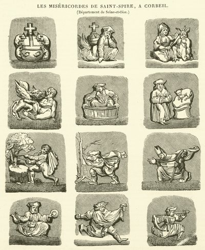 Misericords z Saint-Spire, w Corbeil (rycina) autorstwa French School