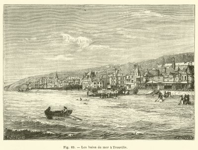 Kąpiel morska w Trouville (grawerowanie) autorstwa French School