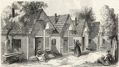 Domki Salpetriere dla niespokojnych wariatów - Grawerowanie w „Tableau-de-Paris” autorstwa Edmonda Texiera 1852 autorstwa French School