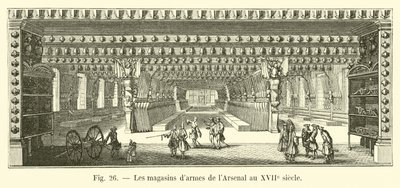 Magazyny broni w Arsenale w XVII wieku autorstwa French School