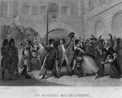 Uwolnieni moderatorzy w „Rewolucji Francuskiej” Thiersa. 19 wiek autorstwa French School