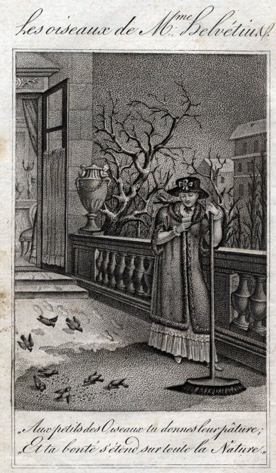 Ptaki Madame Helvetius (Anne Catherine Helvetius) w „Radzie dla mojej córki” Jeana Nicolasa Bouilly (1763-1842). 1820. Kolekcja prywatna. autorstwa French School