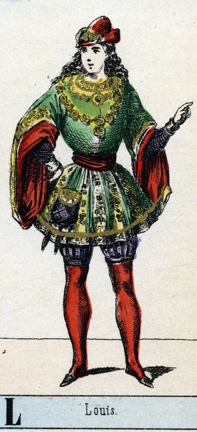 Litera L jak Louis. Abecedary Muzeum Teatralnego. Obraz Epinal, ok. 1830. Wymiary: 37,7x47,5cm. Drzeworyt, szablon ze złoceniami. Prywatna kolekcja. autorstwa French School