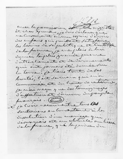 List od cesarzowej Józefiny wyrażający zgodę na unieważnienie jej małżeństwa z Napoleonem autorstwa French School