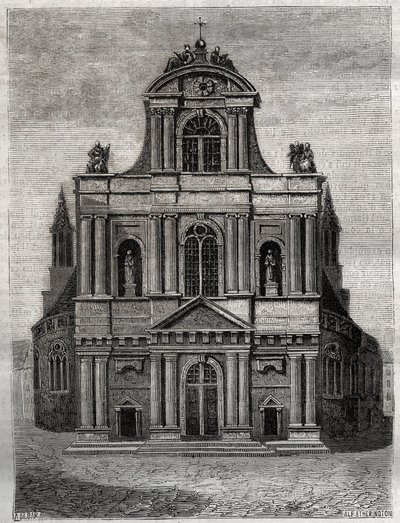 Kościół Saint Gervais Saint Protais (Saint-Gervais-Saint-Protais) (fasada Klemensa II Metezeau) Paryż (4. dzielnica) Rycina w „” Historii fizycznej, obywatelskiej i moralnej Paryża: od najdawniejszych czasów historycznych do współczesności ” Jacques Antoin autorstwa French School