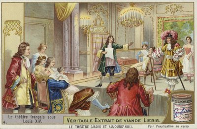 Karta Liebiga przedstawiająca teatr francuski za Ludwika XIV autorstwa French School