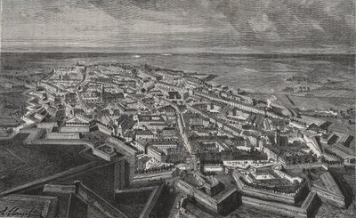 Miasto Lille na północy Francji - rycina w „La France illustree: geographie, histoire, administracja statystyczna” autorstwa V.A. Słodowo-Brązowy. 1884 autorstwa French School