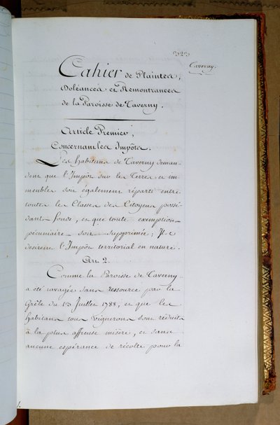Wykaz skarg i żądań kierowanych do króla Ludwika XVI (1754-93) przez parafię Taverny, kwiecień 1789 autorstwa French School