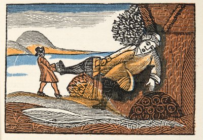 Mały kciuk z historii lub opowieści minionych czasów opowiadanych przez Mother Goose, With Morals, M Perrault, wyd. 1925 (ręcznie barwiony drzeworyt) autorstwa French School