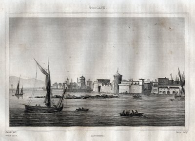 Livorno - Livorno - Toskania - Grawer z „” Malownicze Włochy”” autorstwa M. de Norvins, Ch. Nodier 1834-1836. autorstwa French School