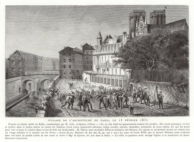 Splądrowanie pałacu arcybiskupa Paryża, 15 lutego 1831 r. autorstwa French School