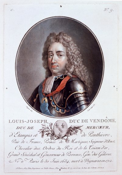 Louis-Joseph, Duc de Vendome, z Portretów wielkich ludzi, wybitnych kobiet i pamiętnych poddanych Francji, opublikowanych w latach 1787-92 autorstwa French School
