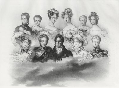 Ludwik Filip I i jego rodzina w 1830 r. (grafika) autorstwa French School