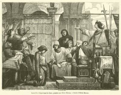 Ludwik IX i Enguerrand de Couci (grafika) autorstwa French School
