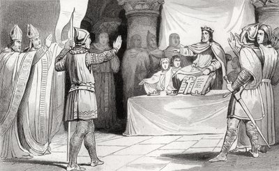 Ludwik I (778-840) Pobożny na dworze, z „Histoire de France” Colarta, wydana ok. 1840 r. autorstwa French School
