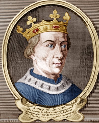 Ludwik VIII, król Francji (kolorowy grawerunek) autorstwa French School