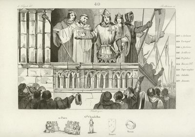 Ludwik VII podnoszący poparcie dla drugiej krucjaty, c1147 autorstwa French School