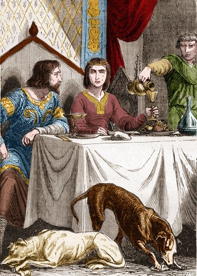 Ludwik VII Młody lub Pobożny (1120-1180) z żoną Alienor z Akwitanii (1122-1204) (lub Eleonora z Guyenne). autorstwa French School