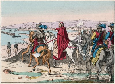 Ludwik XIII (1601-1643) i kardynał Richelieu w siedzibie La Rochelle, place d