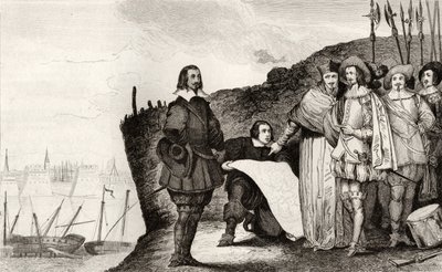 Ludwik XIII (1602-43) podczas oblężenia La Rochelle w październiku 1628 r., z "Histoire de France" Colarta, wydanej ok. 1840 r. autorstwa French School