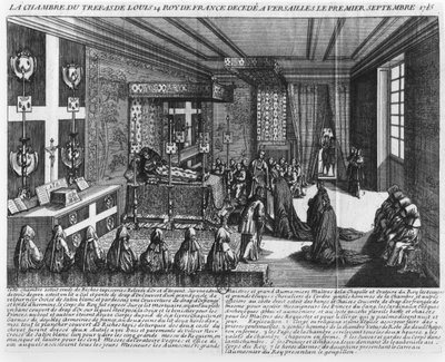 Ludwik XIV (1638-1715) na łożu śmierci w Wersalu, 1 września 1715 r. autorstwa French School