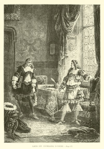 Ludwik XIV odwołujący Fouquet autorstwa French School