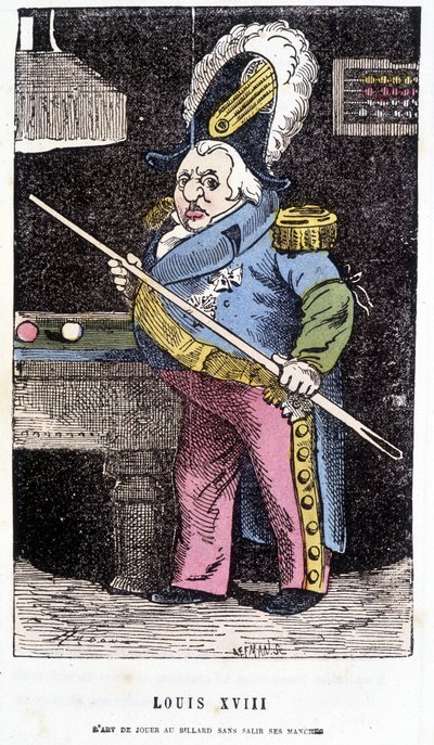 Ludwik XVIII gra w bilard - w „Histoire de France Tintamarresque” Touchatout autorstwa French School
