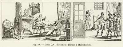 Ludwik XVI dyktuje swoją obronę Malesherbes autorstwa French School