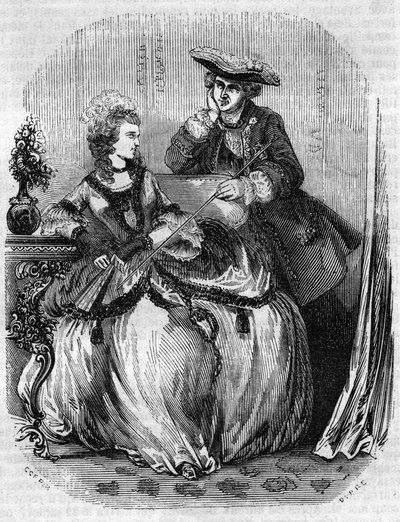 Ludwik XV i Madame de Pompadour, Jeanne Antoinette Poisson (1721-1764) (markiza de Pompadour) - w „Histoire de France” L.-P. Anquetil autorstwa French School