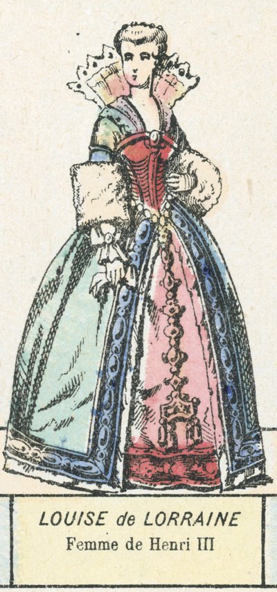 Louise de Lorraine, żona Henryka III (kolorowy grawerunek) autorstwa French School