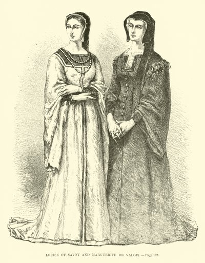 Ludwika Sabaudii i Małgorzata de Valois autorstwa French School
