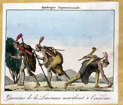 Indianie z Luizjany śledzący swojego wroga, ok. 1811 r. autorstwa French School